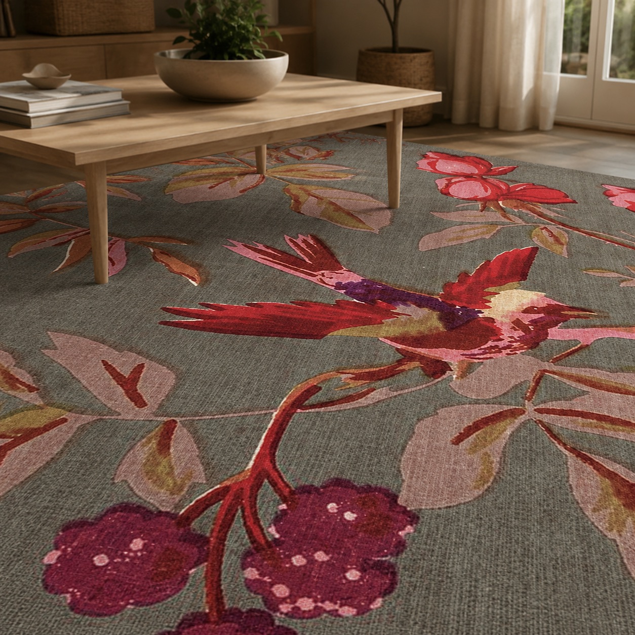 Alfombra decorativa en un salón contemporáneo